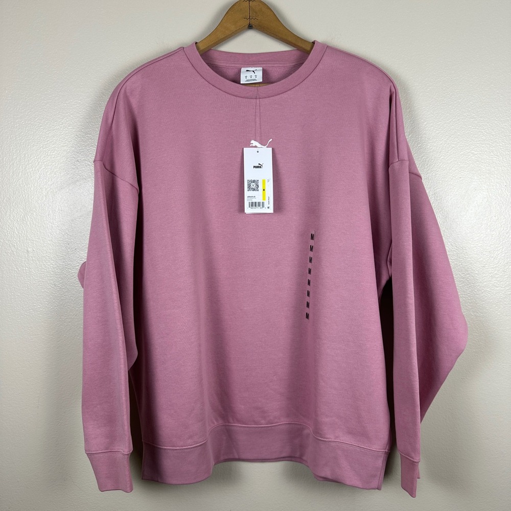 Puma Women's Medium ESS‎ Oversized Crew Sweatshirt Poised Pink NEW